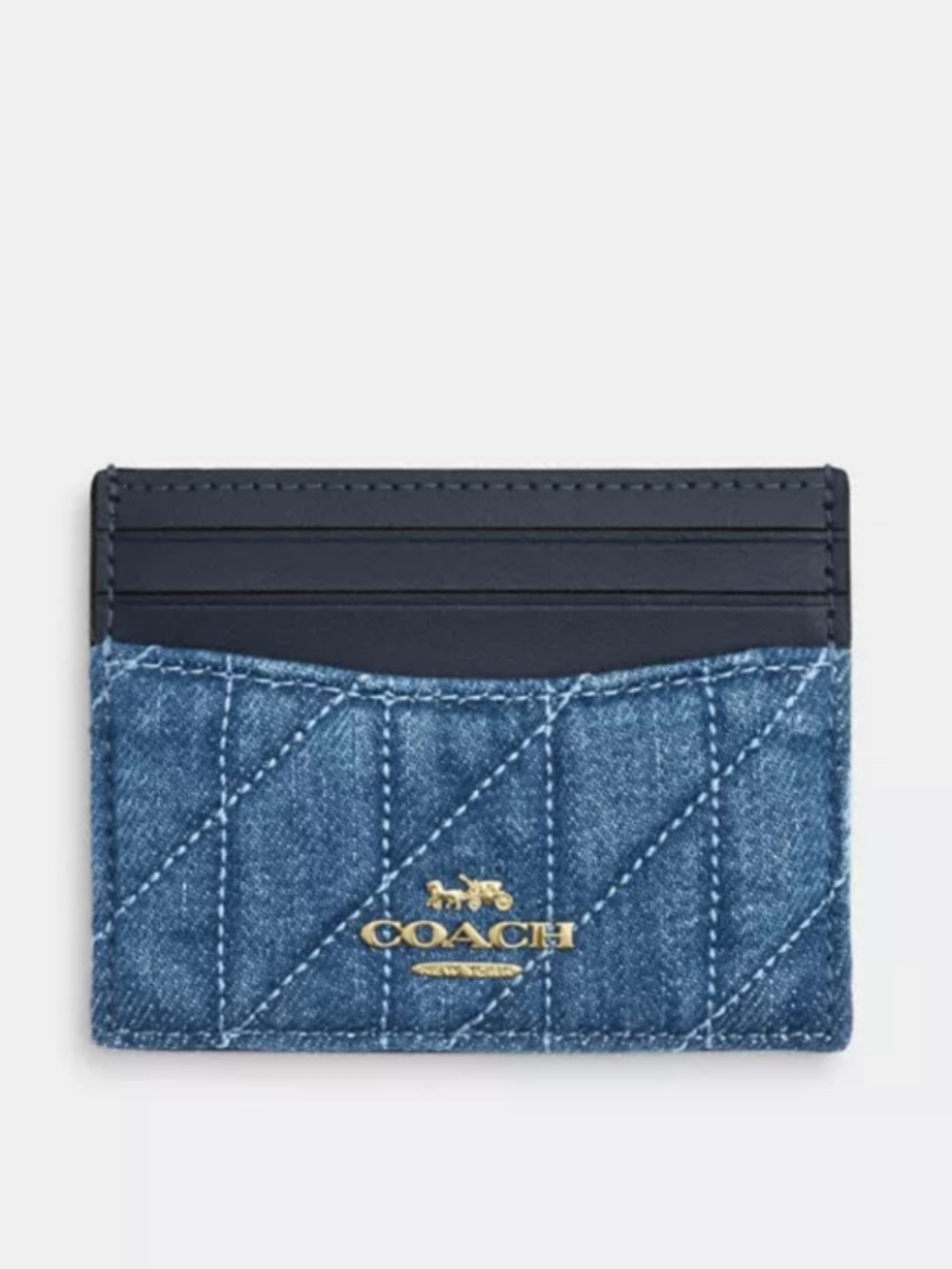 Coach Slim Id Card Case Denim with quilting NWT